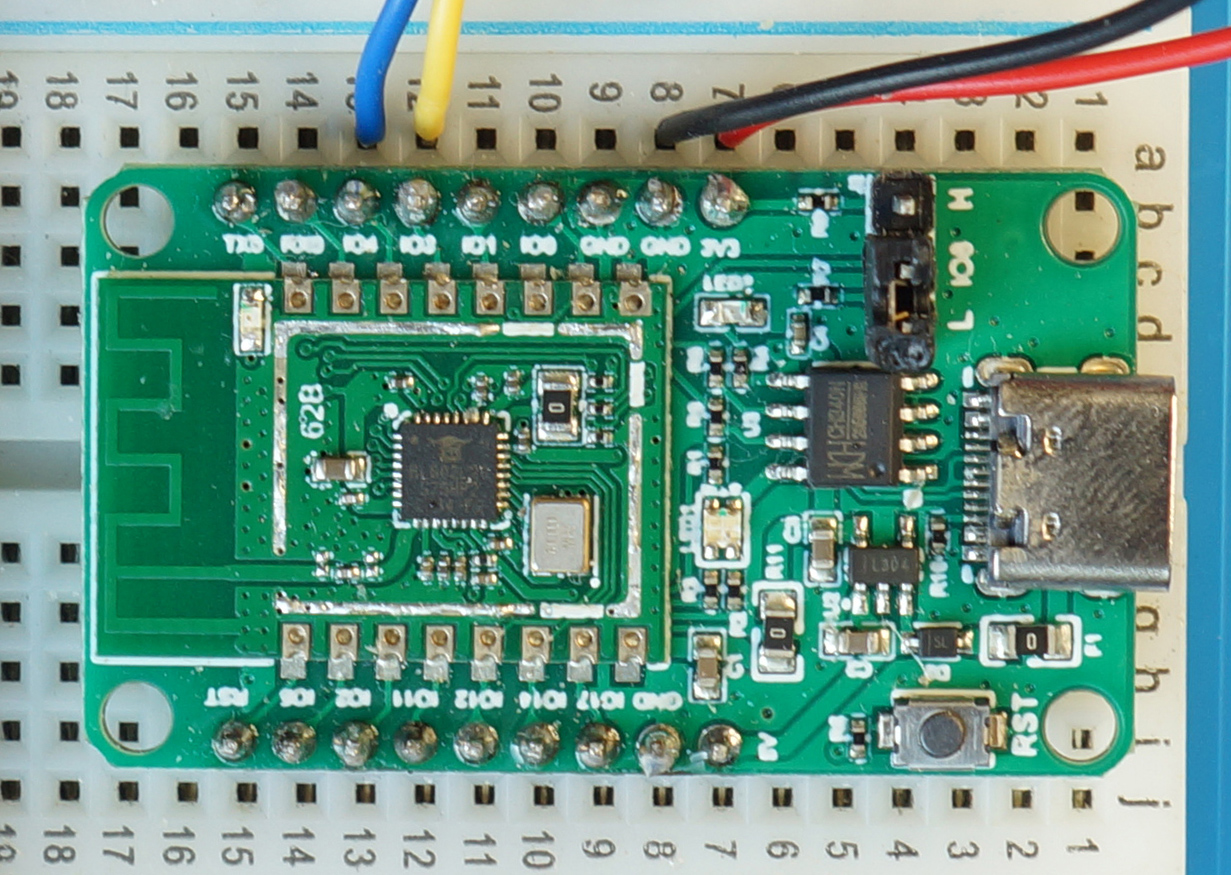 PineCone BL602 connected to Grove E-Ink Display Closeup