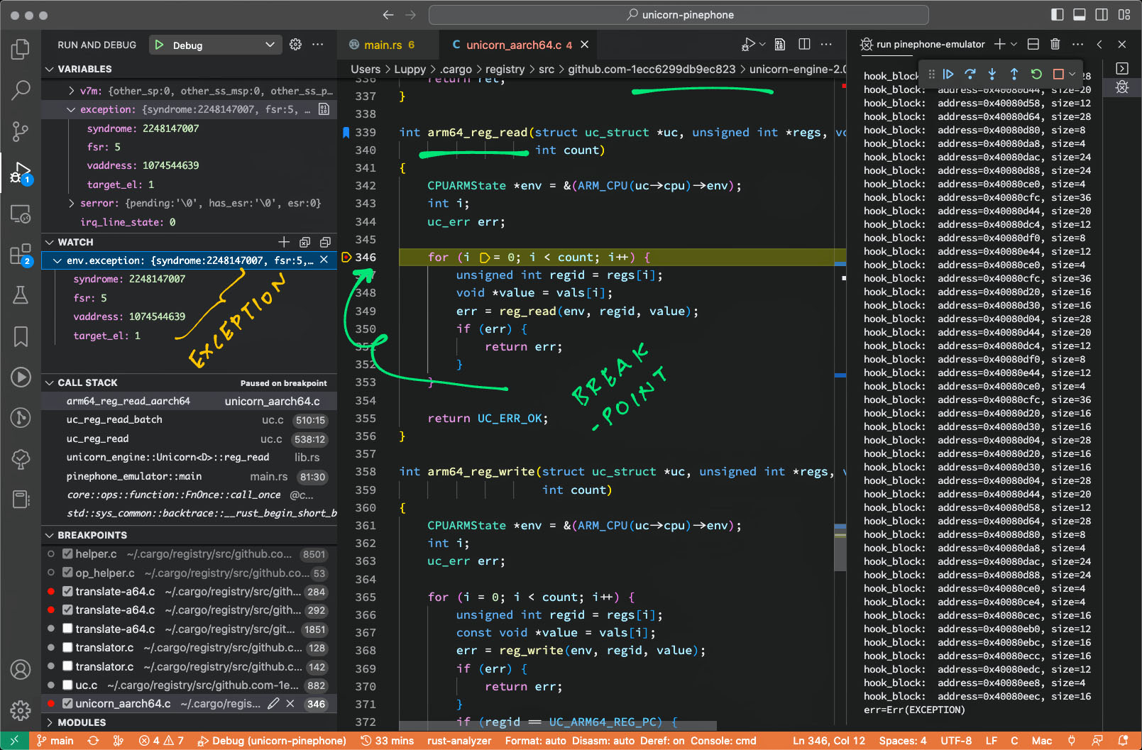 Debugging an Arm64 Exception