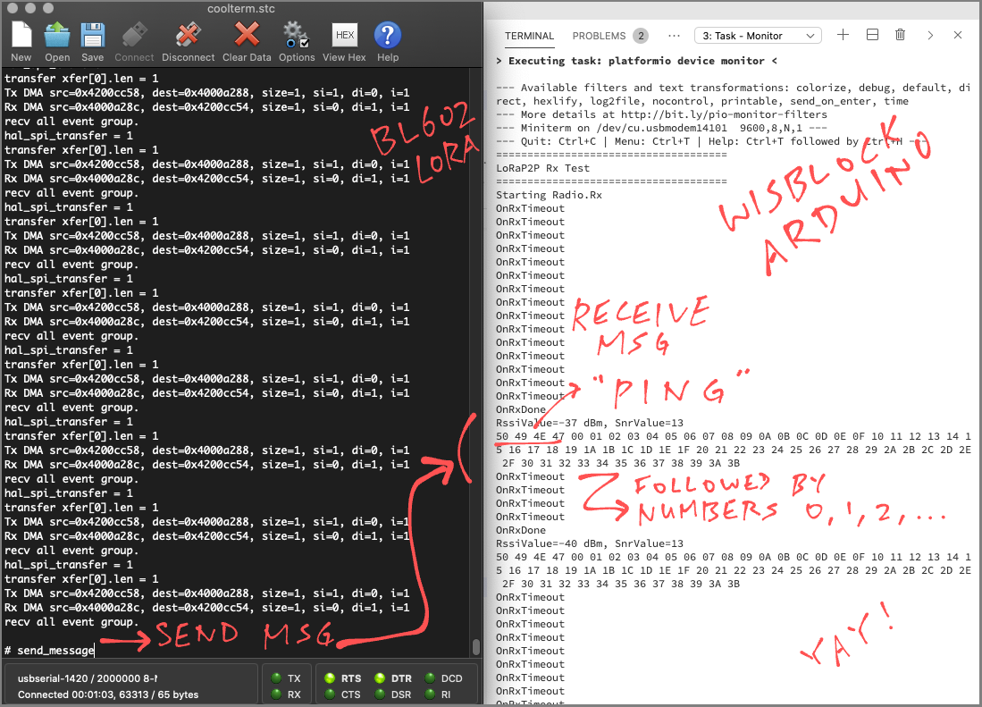 PineCone BL602 sending LoRa packets to WisBlock