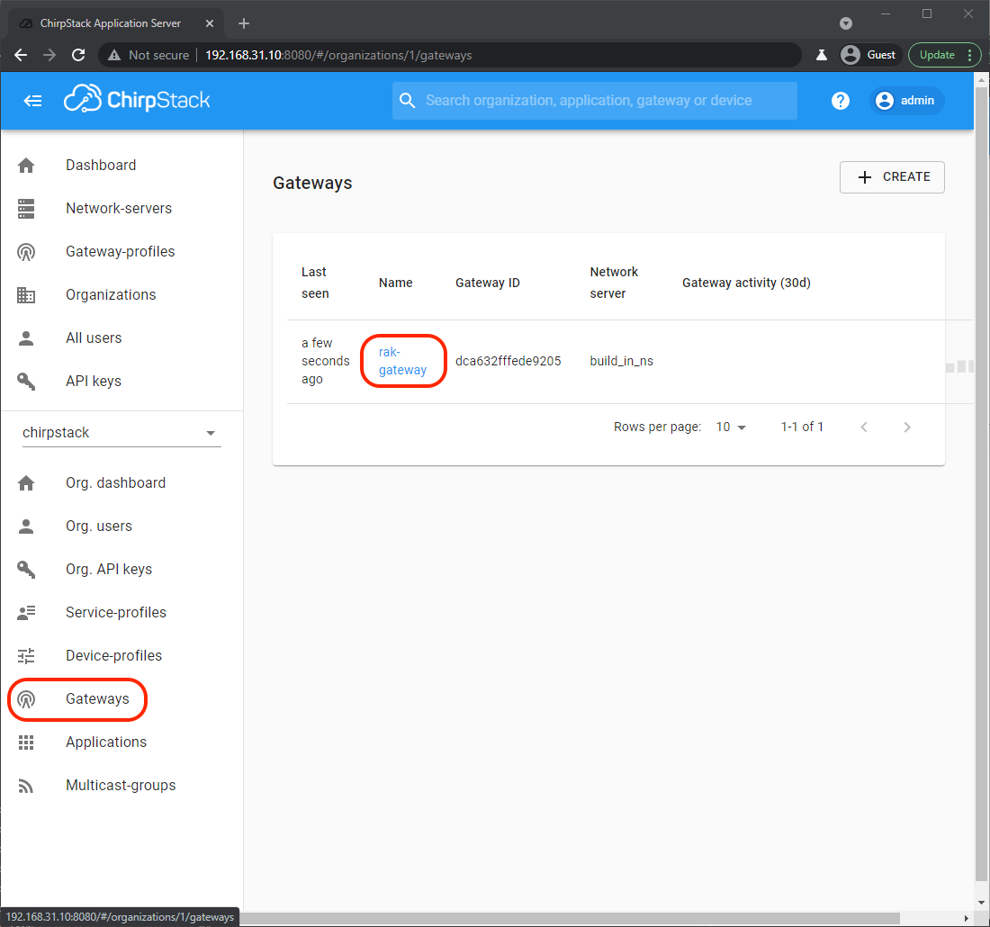 ChirpStack web admin on WisGate